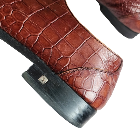 LOUIS VUITTON x VINTAGE croc embossed lace up oxford loafers brown size 42 - Picture 12 of 16